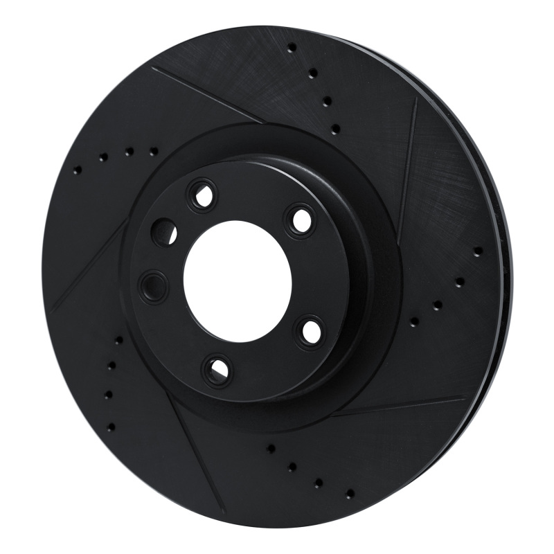 Porsche Cayenne Brake Rotor (1) - Left Front - R1 Concepts - Drilled & Slotted - Black - `11-`18